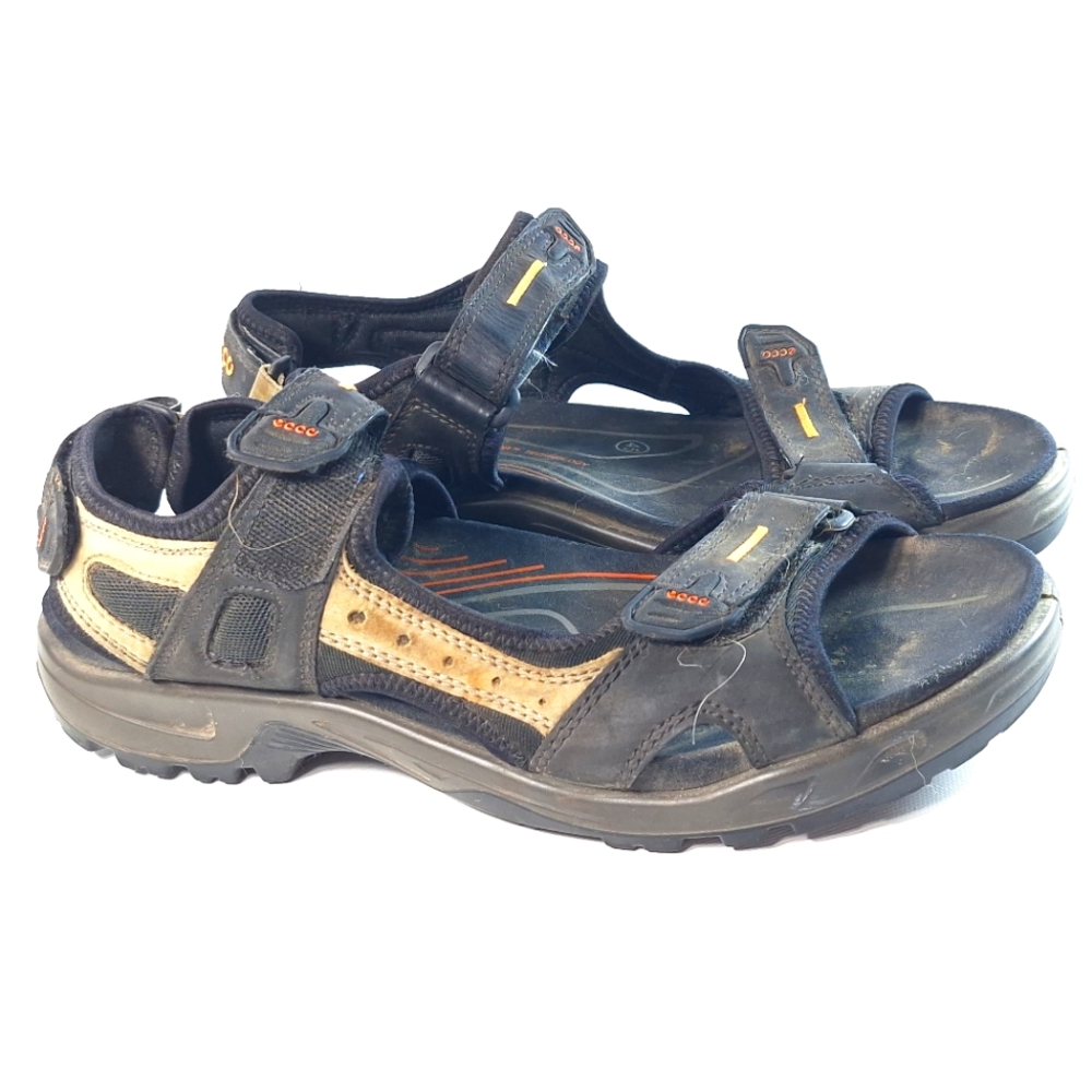 ECCO Offroad Men's Nubuck Walking Sandal Black Tan EU 45 US 11-11.5